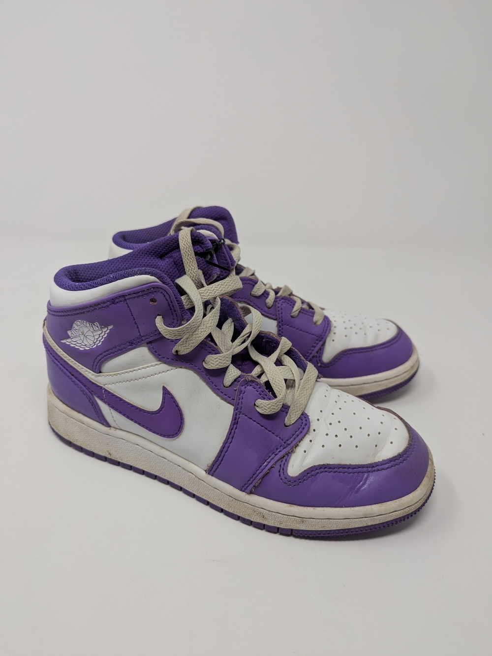 Nike Air Jordan Kids Purple and White Mid-Top Sneakers